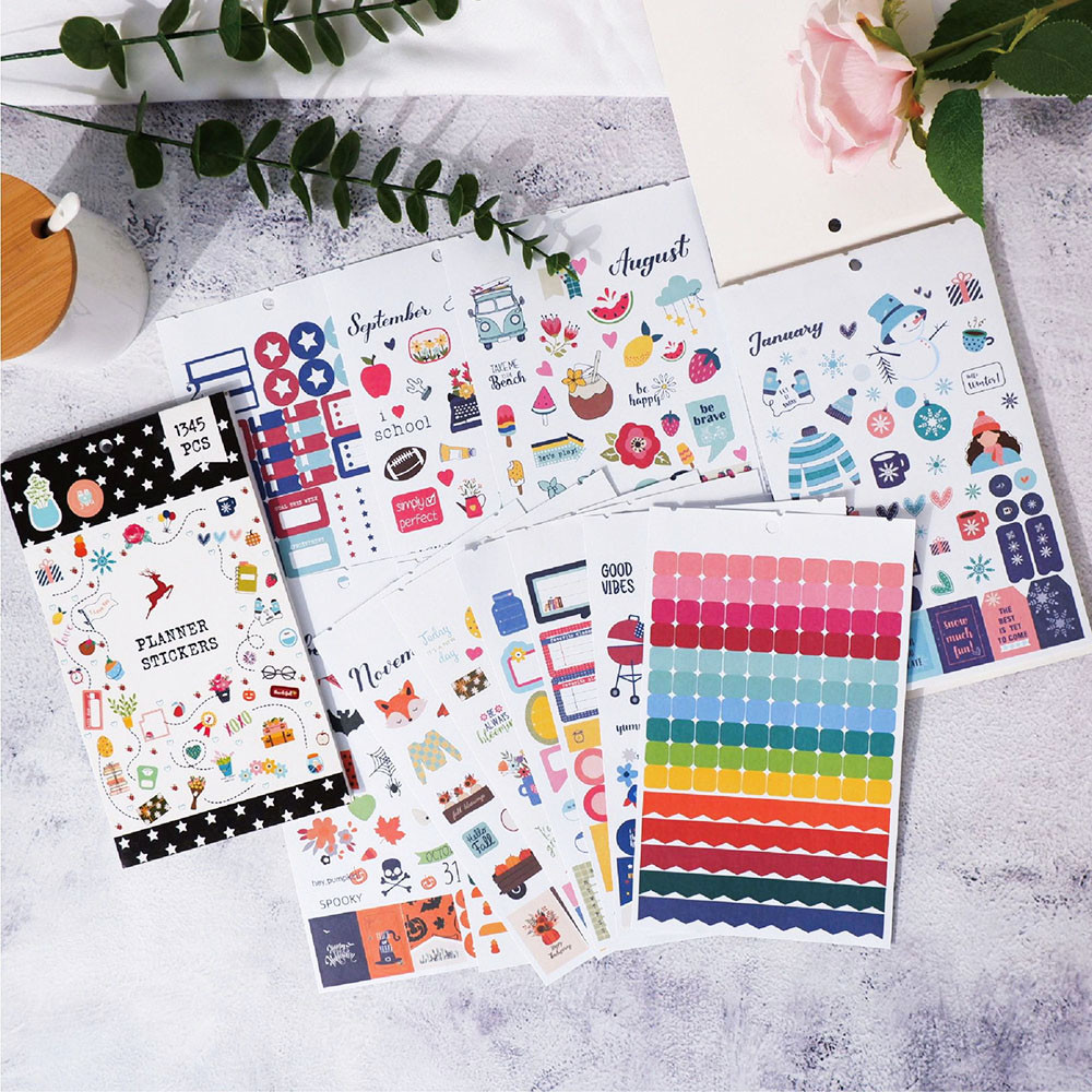 

1345 Pcs Cartoon Planner Stickers Diary Scrapbook Label StickersDIY Creative Decorative Supplies Stationery Stickers