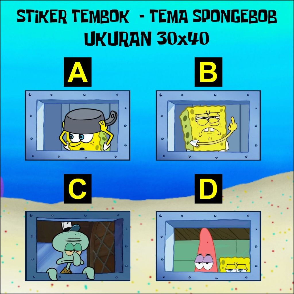 Poster Jendela Squidward Spongebob/ Stiker Tembok Kamar Spongebob Squidward