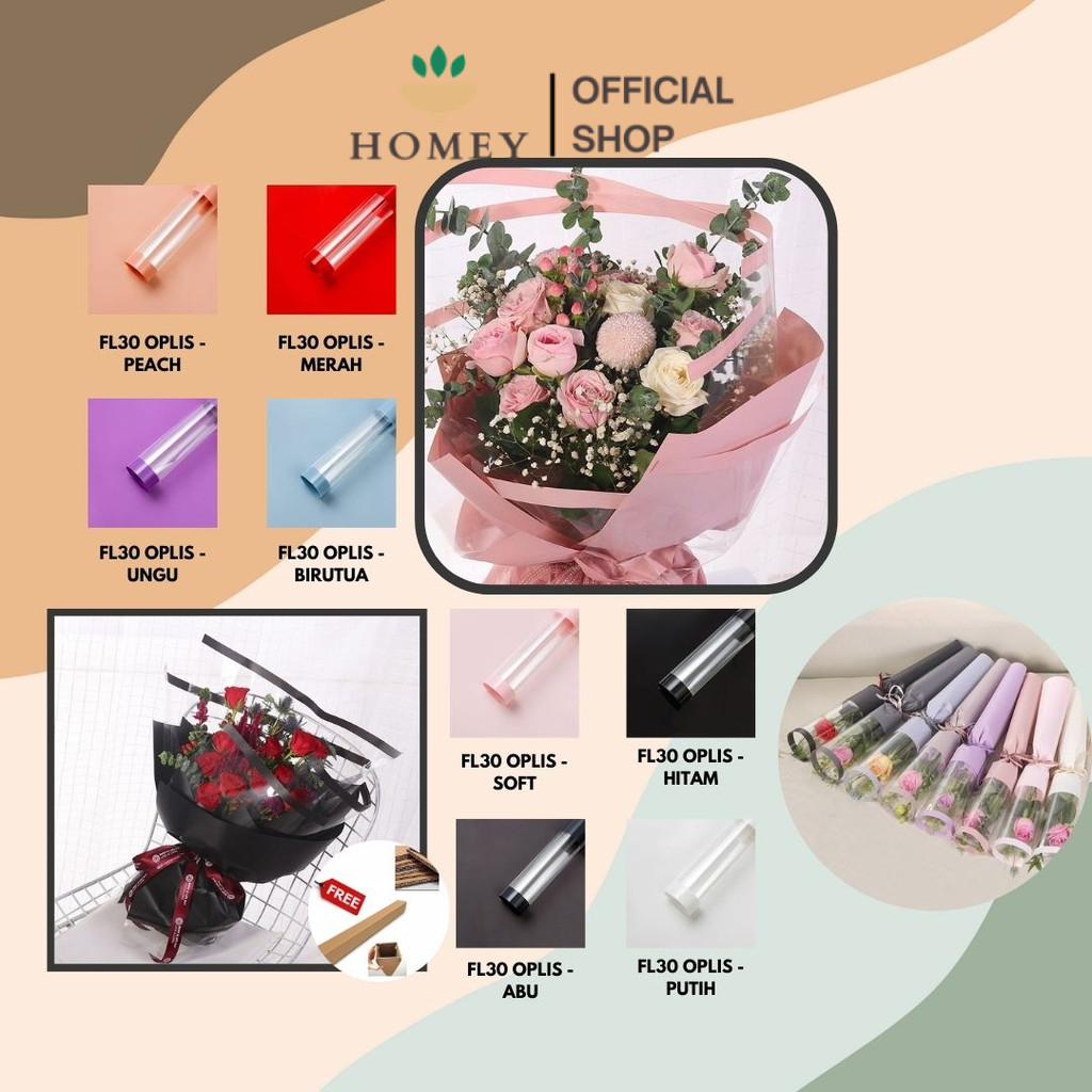 

HOMEY - (5 LEMBAR) - FL30 OPLIS Kertas Bunga Paper Buket Motif Frame List OPP Transparan Florist Cellophane
