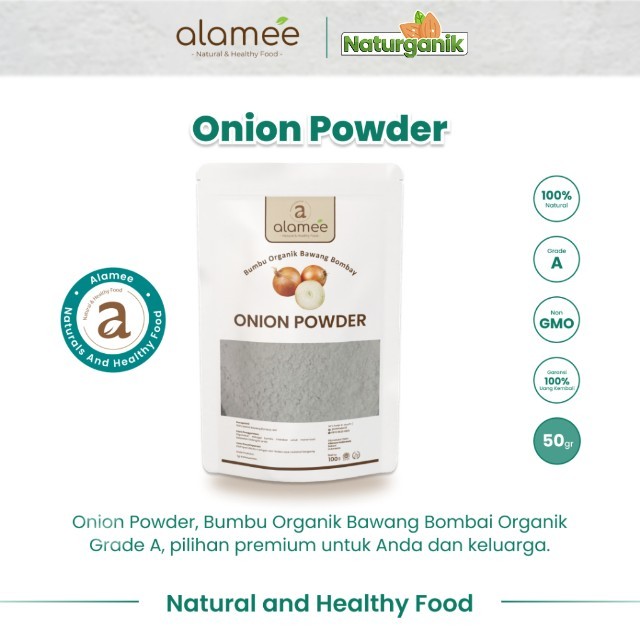 

ALAMEE Bawang Bombay Bubuk Onion Powder Ground Spice Bumbu Bombai Dapur Organik Seasoning 50 Gram Naturganik