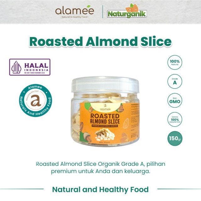 

ALAMEE Roasted Almond Sliced Almon Slice irisan panggang Kacang Almond Pacang Slice 150gr Naturganik