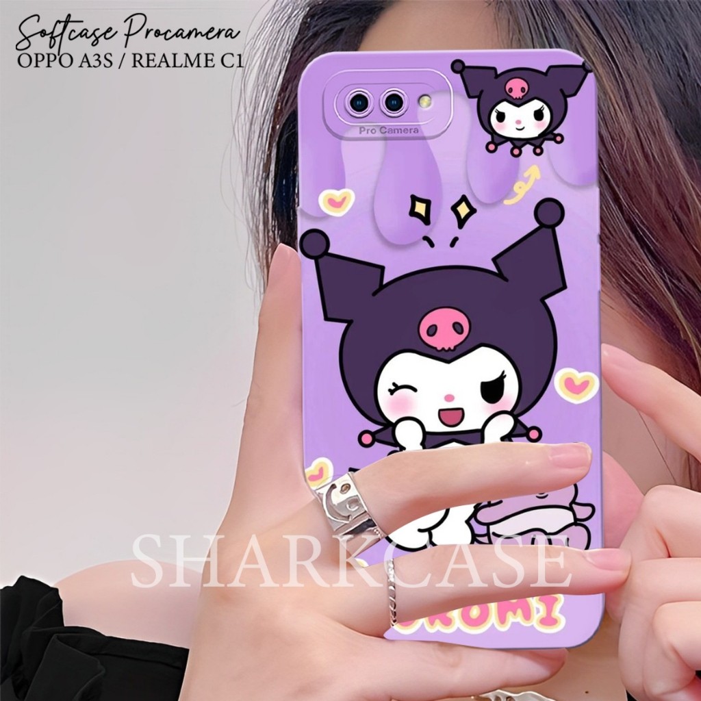 big promo [shark case] case oppo a3s / realme c1 / oppo a1k / realme c2 - motif kuromi sanrio cute -