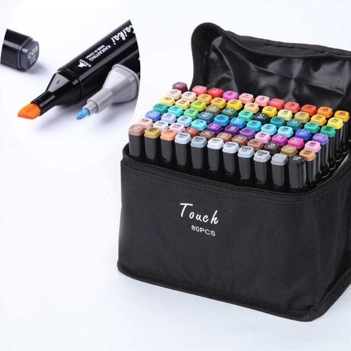 

PLGI Spidol Dual Side Fine Art Brush Pen Art Marker Set 80 Color HL4R2W