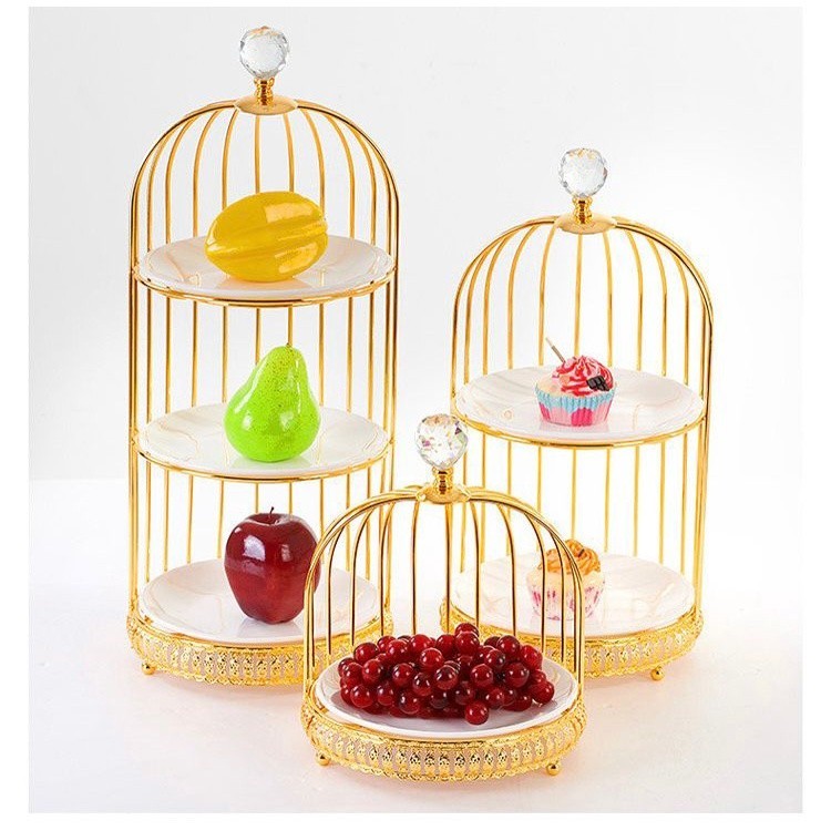 Promo Cake Stand Ceramic Stand Cake Plate Birdcage Dessert / Bird Cage Tempat Penyimpanan Kue Wadah