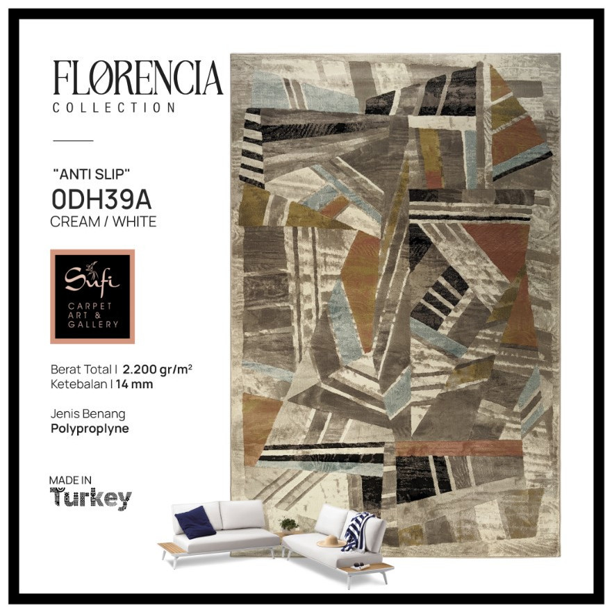 Karpet Modern Minimalis Import Turki Florencia 200x300