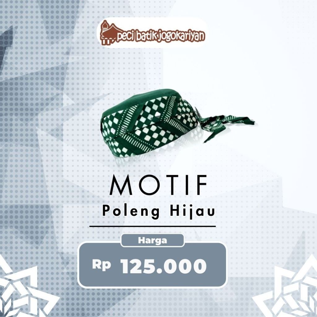 Peci Batik Jogokariyan Motif Poleng Hijau Original