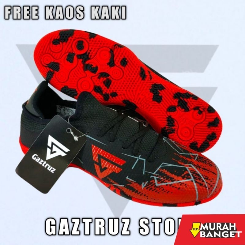 Sepatu specs keren- Sepatu Futsal Original Gaztruz venture Hitam merah free kaos kaki sepatu putsal 