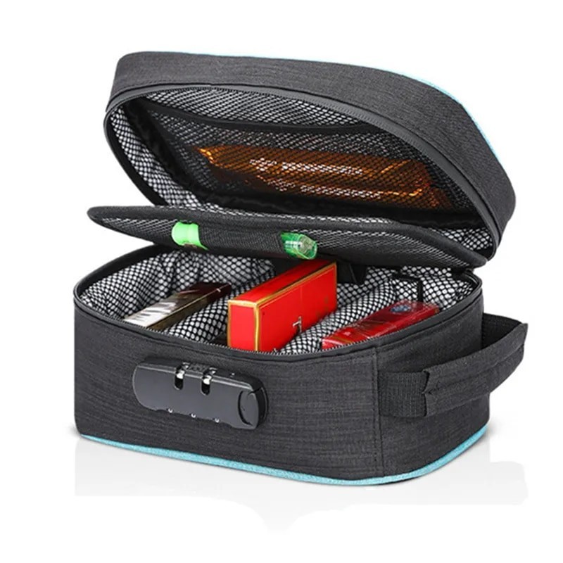 Smell Proof Cigarette Smoking Stash Bag Tobacco Herbs Combination Lock Container Cigar Grinder Pipe 