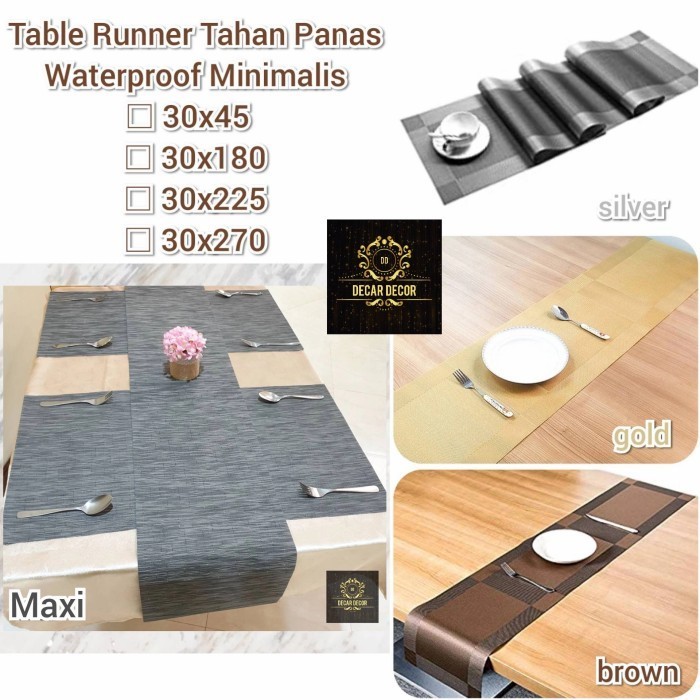 Table Runner Minimalis gold 30 x 270 cm -Taplak Meja Panjang