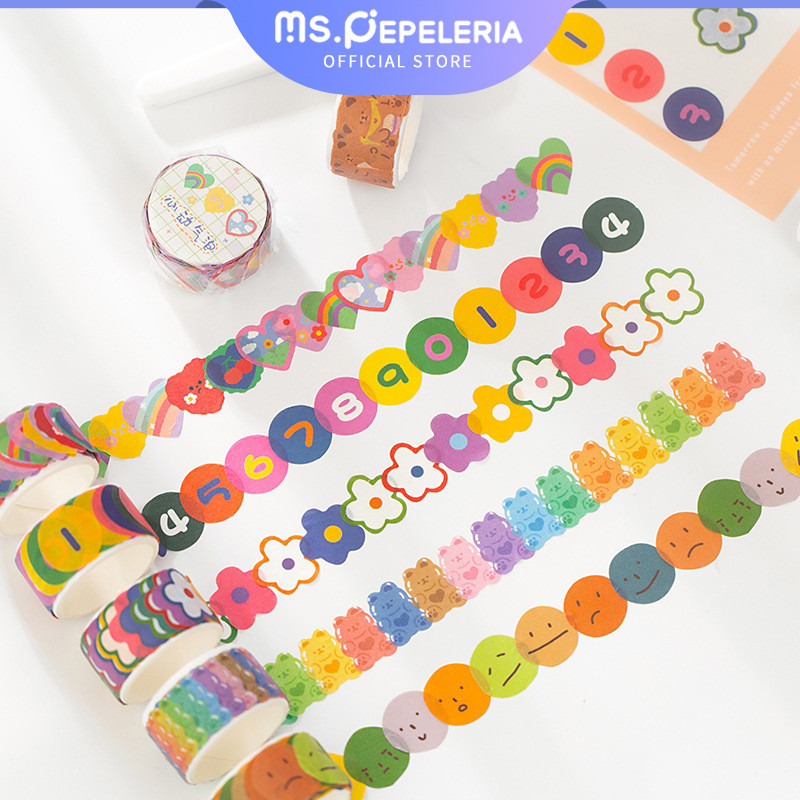 pita washi lucu stiker/Tape sticker / pita washi /washi Tape/Pita lucu elemen lucu stiker dekoratif diy 100 buah 7 gaya-Ms.Pepeleria