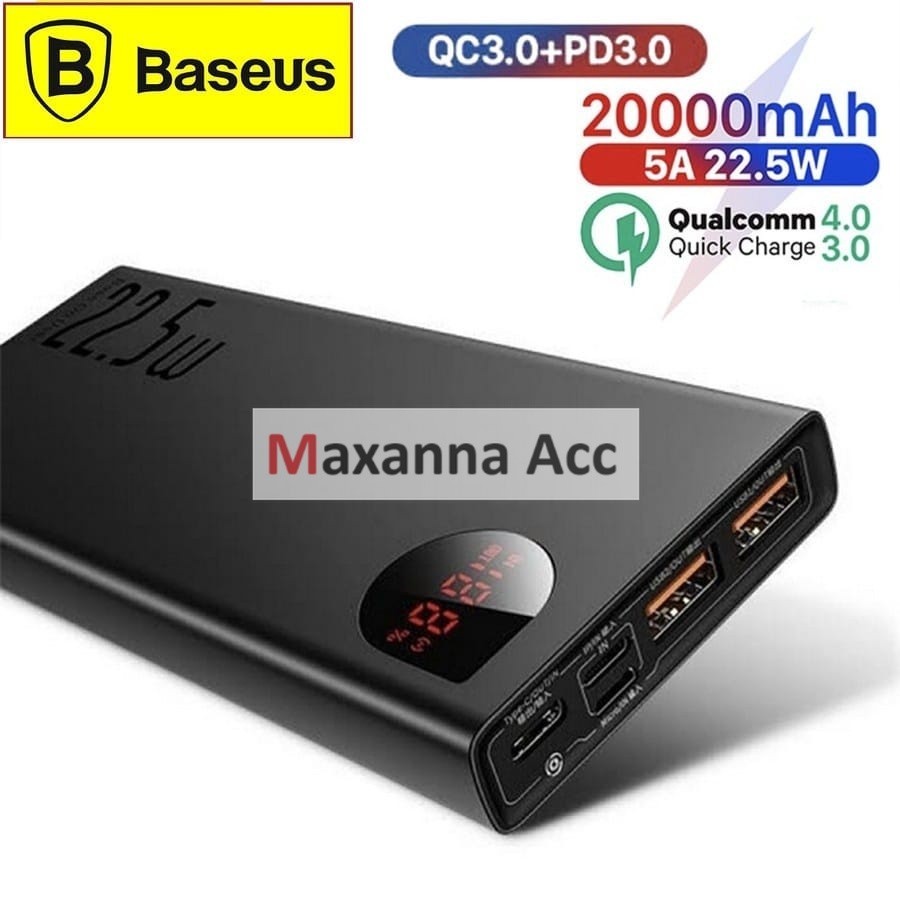 [MAXANNA] Baseus Adaman Power Bank 20000 mAh 22.5W Fast Charging QC 4.0 3.0 Type C PD
