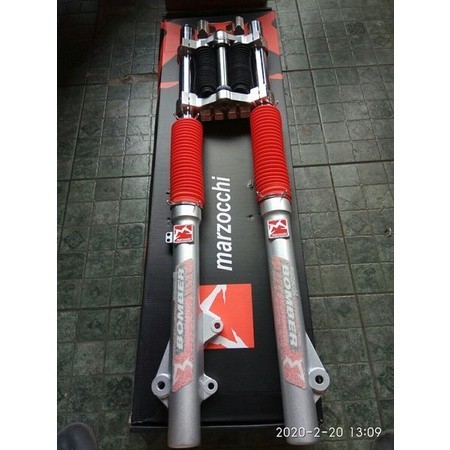 Shock Depan tele Up Side Down Kawasaki KLX 15 Merah Silver Marzocchi