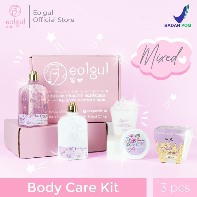 EOLGUL BODY CARE KIT - MIXED (Brightening Body Scrub, Shower Scrub, Brightening Body Lotion)