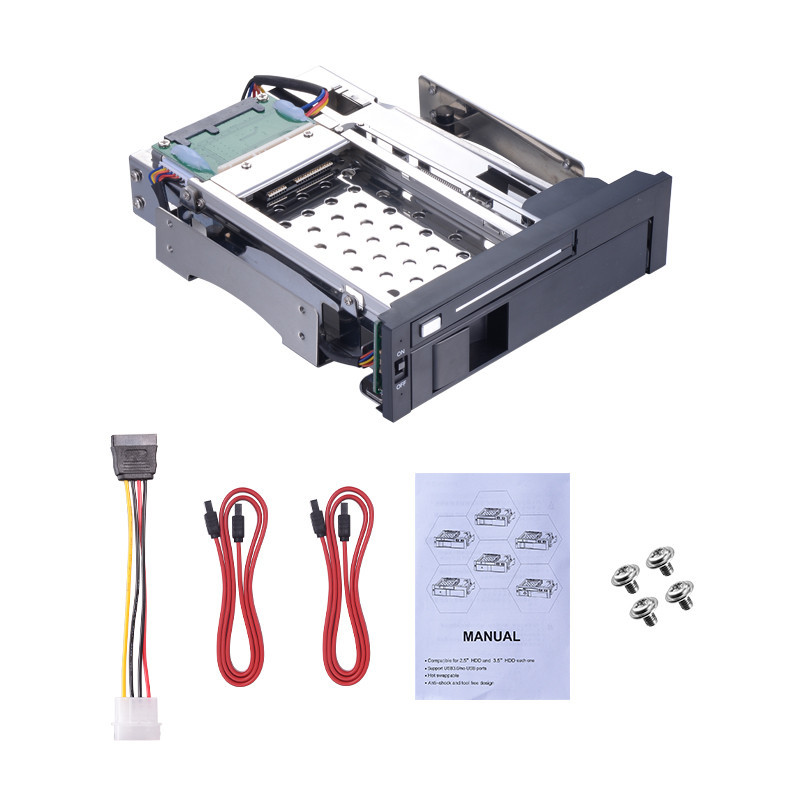 Uneatop Multi-Function 2.5+3.5in SATA Tray-less 2-Bay SSD HDD Mobile Rack for 5.25" drive bay