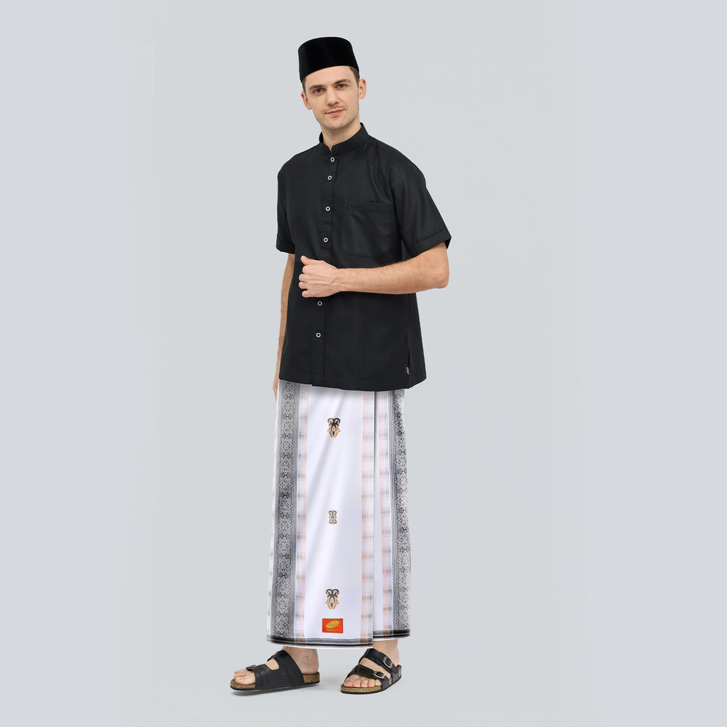 Sarung ATLAS Infinity Jacquard Warna Putih Coklat
