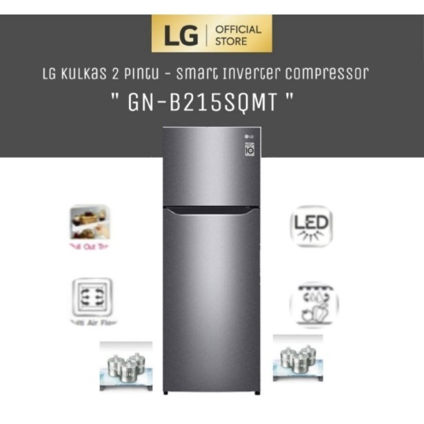 promo spesial LG Kulkas 2 Pintu 225Liter Smart Inverter Twist Ice Maker GN-B215SQMT 215SQMT