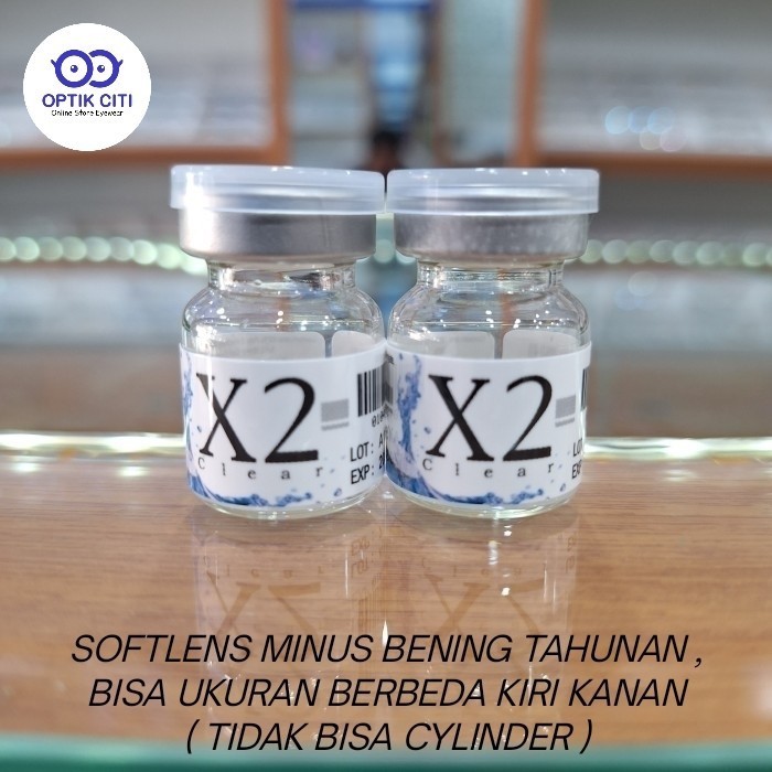 Softlens Minus Bening Tahunan X2 Clear Original Made in Korea Lensa Kontak Minus