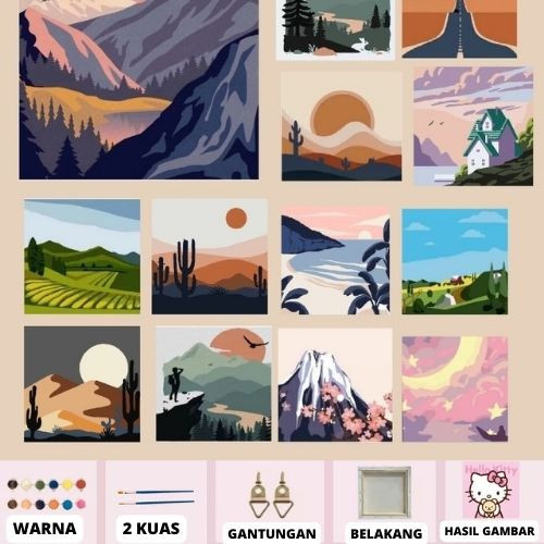 

TERBARU BISA COD!!!Canvas Painting By Number 30x30 CM / Melukis Mewarnai Kanvas Nomor Prakarya Anak Free kuah dan alat gantung lukisan