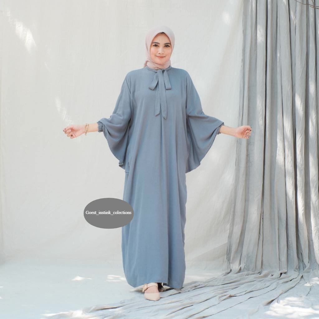 REFFY KAFTAN/ Kaftan Katun Twill Lengan Batwing  Simple Elegan/Kftan Varasi Tali Leher/kaftan Terkin