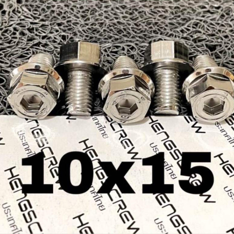 Baut Probolt 10x15 drat 14 model 2kunci hexagon stainless original HENG Thailand