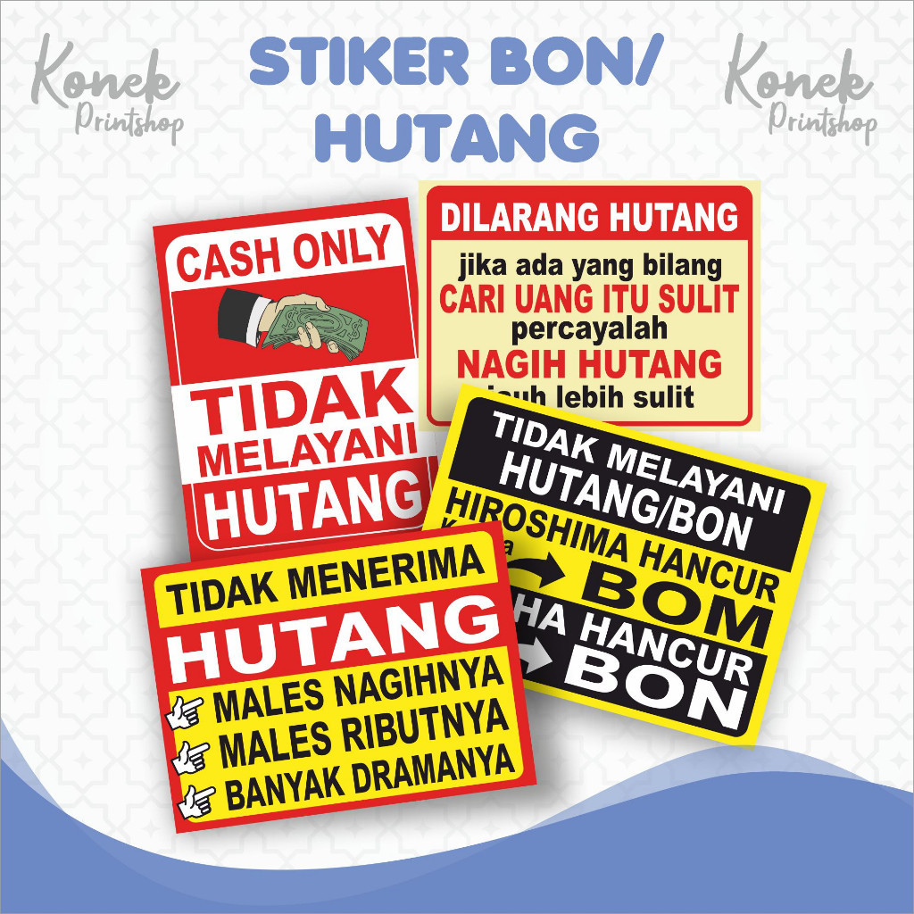 

Stiker Utang Stiker Hutang Stiker BON Sign Board Utang Akrilik Awet dan Tahan Lama Ukuran 20X15CM