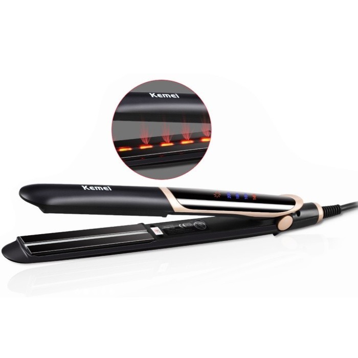 Hair Straightener Catokan Rambut Infrared Ceramic Kemei KM 2219 Ori