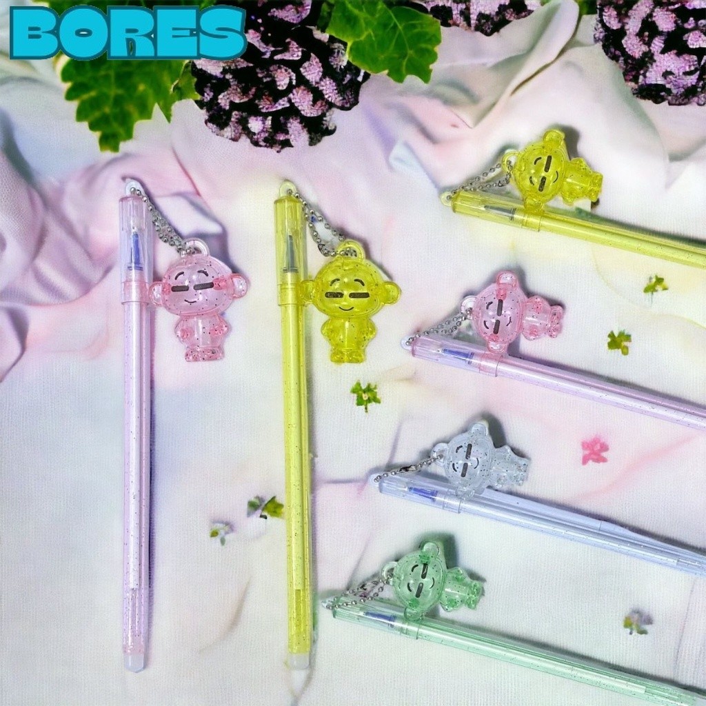 

BORES Pena Glitter Karakter Monkey Blue Ink Gel Bisa di Hapus Pulpen Gantungan Tiup warna warni Alat Tulis Sekolah Kantor Souvenir