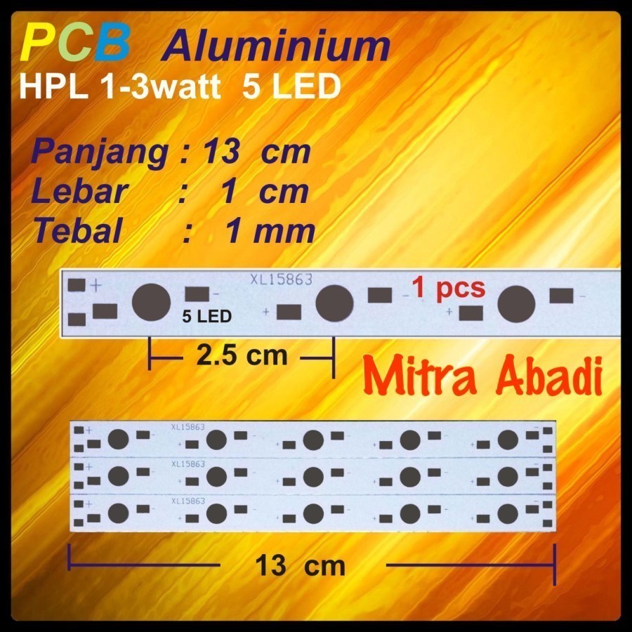 Long Aluminium PCB HPL 5 Watt/Papan PCB Aluminium HPL 5 Watt