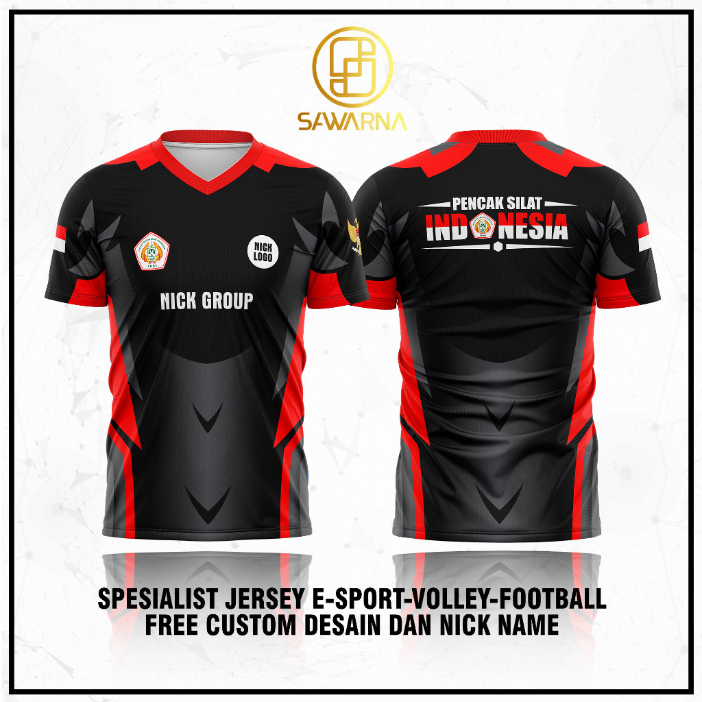 KAOS JERSEY PENCAK SILAT MERAH ABU TERBARU BISA GANTI NAMA SENDIRI IPSI | IKSPI | KERA SAKTI | PSHT 