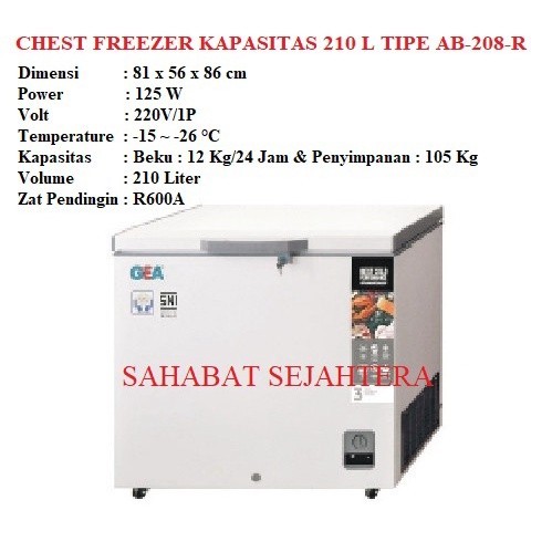 Khusus Jakarta Chest Freezer  GEA AB-208-R / Freezer Box