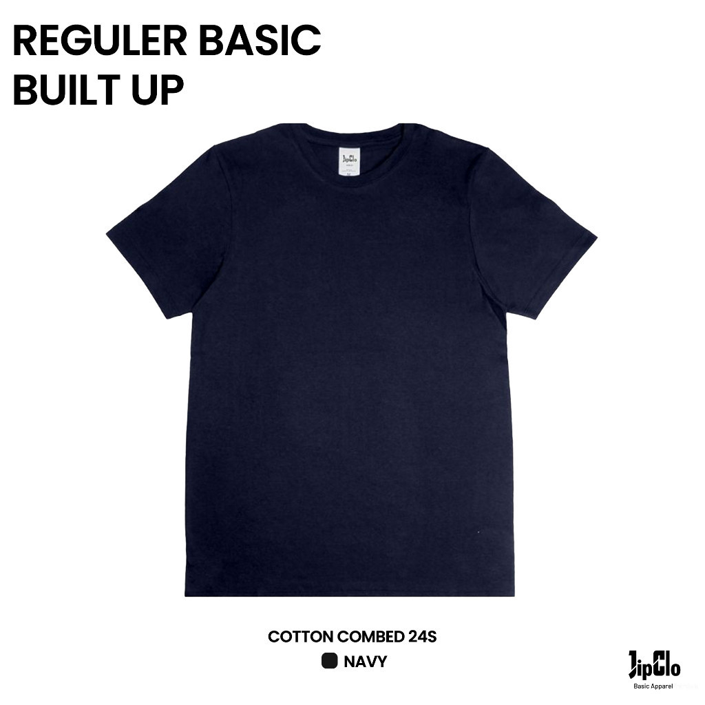 Kaos Polos Tanpa Jahitan Samping / Kaos Built Up Polos / Kaos Polos Cotton Combed 24s Navy