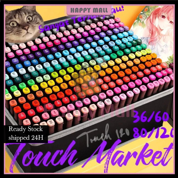 

[PROMO MURAH] 【Harga-Minimum】COD Touch 120/80/60/36 Warna Sketsa Spidol Umum General Marker Set Animation Markers