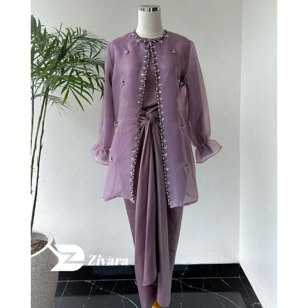 Oneset Jemma Organza Premium Outfit Kondangan Setelan Rok Lilit promo idul adha