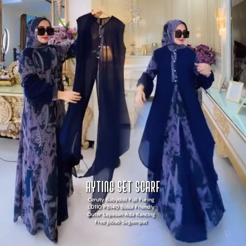 READY(SIAP KIRIM) AYTING SET SCRAF LABEL JASMINE SET BAJU GAMIS WANITA DRESS CERUTY BABYDOL ARMANY F