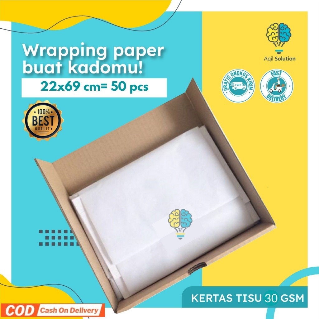

(22x69cm=50pcs)30gsm Kertas Tisu Roti Tissue Paper Dorslag Tebal Premium Lito Perlengkapan Kemasan Packing Bungkus Sepatu Tas Topi Baju dll By Aqilsolution