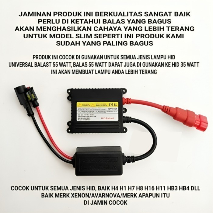 Ballast HID 35 Watt - 55 Watt Standard Ballast HID Mobil Motor 12V Projector Lampu Universal Kit DC 