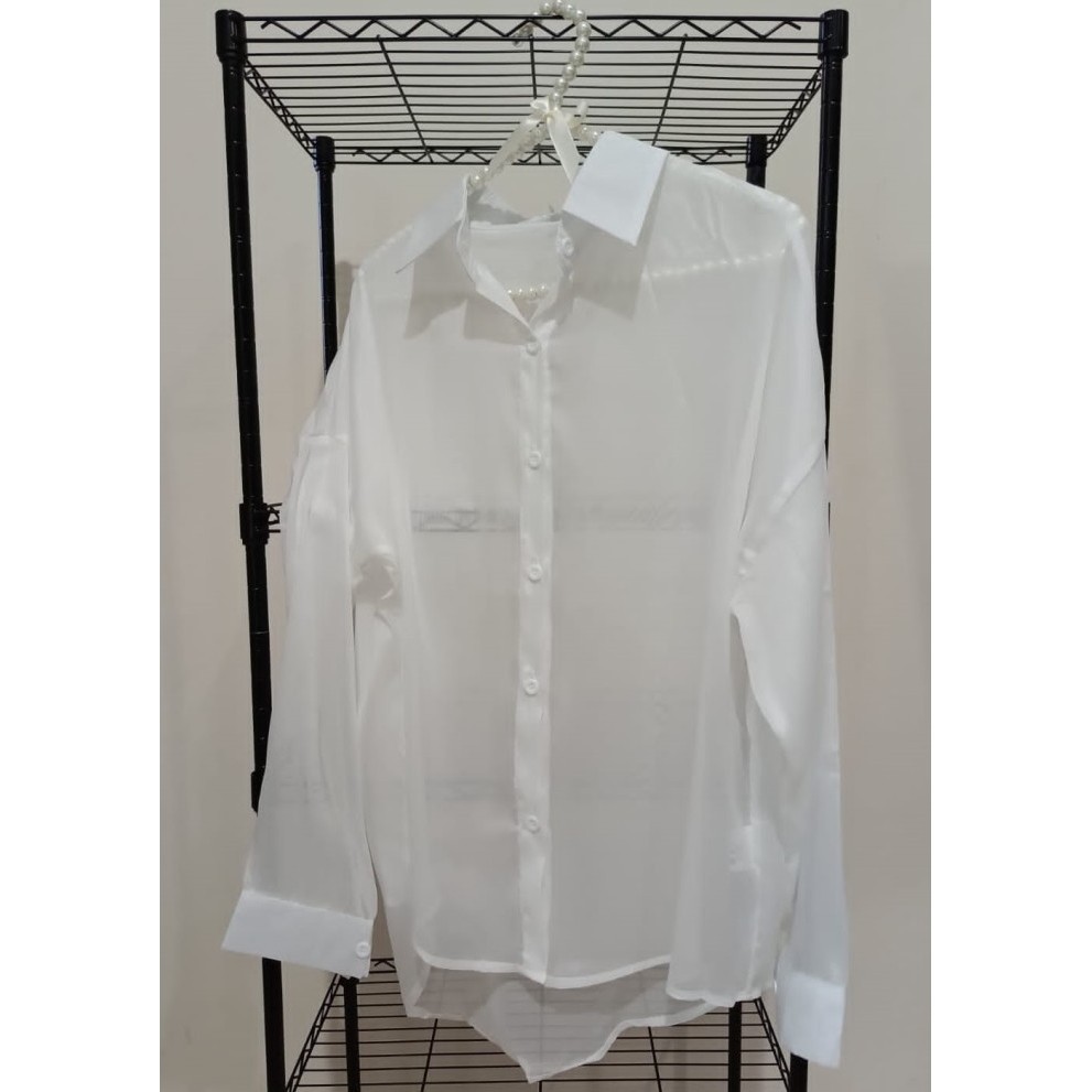 Terlaris ✨ -Kemeja Transparan Outer Transparan Sheer Top Sheer Blouse - Pink