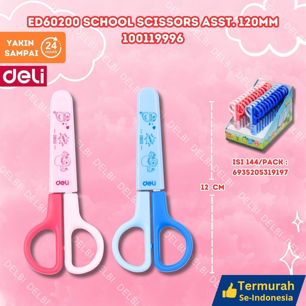 

Deli School Scissor / Gunting Kertas Anak Lucu Aman ED60200 SCHOOL SCISSORS ASST.120MM