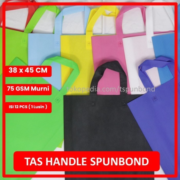 

GOODIE BAG SPUNBOND HANDLE LUSINAN 38x45 / Tas Belanja Press