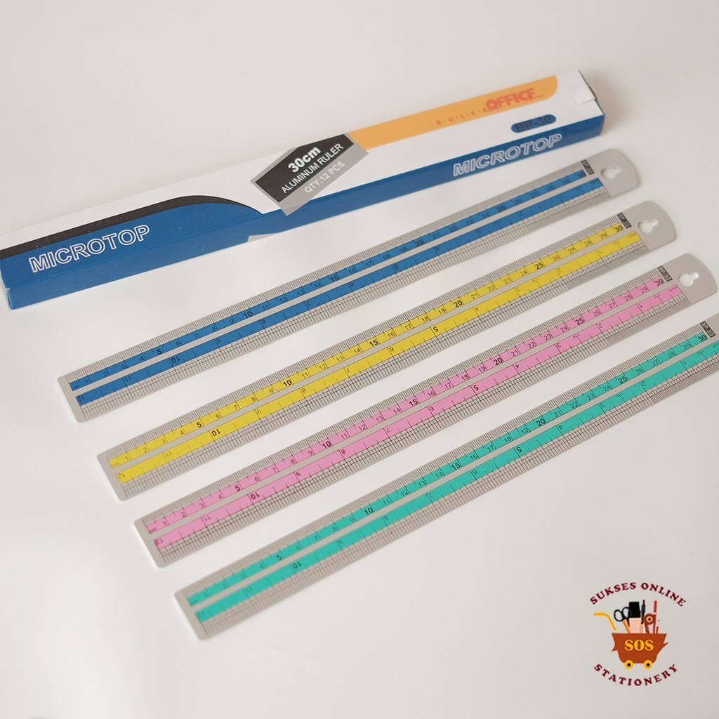 

GG Penggaris Alumunium MICROTOP 30 cm(minimal 4)/Penggaris Besi/Ruler/Garisan