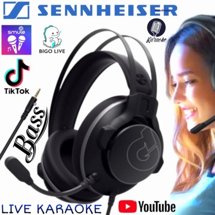 Mic Earphone Headset SENNHEISER Big Bass Karaoke Di Youtube Hp Smule