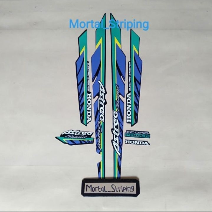 Stiker Striping Les Lis Bodi Motor Honda Astrea Grand Bulus 93 1993 Hijau Hitam
