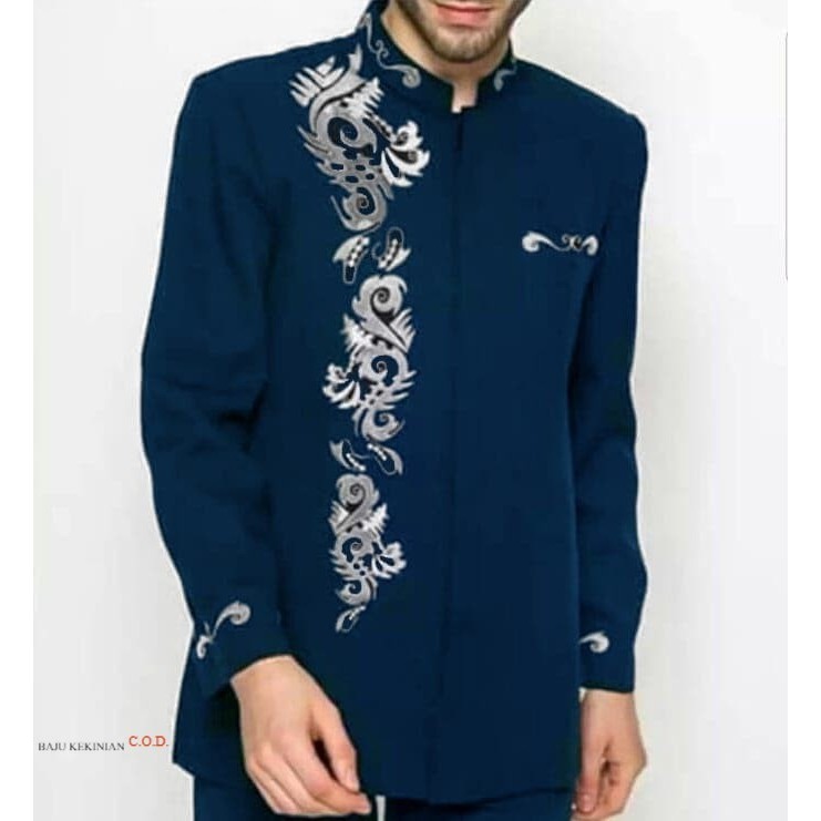 Baju KOKO MUSLIM JEFRI TOSCA SC Baju koko Pria katun rayon hijau tosca Kekinian