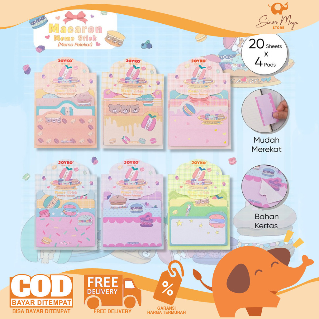 

Joyko Memo Stick MMS-38 Sticky Notes Macaron Series Kertas Memo Pelekat 80 Lembar