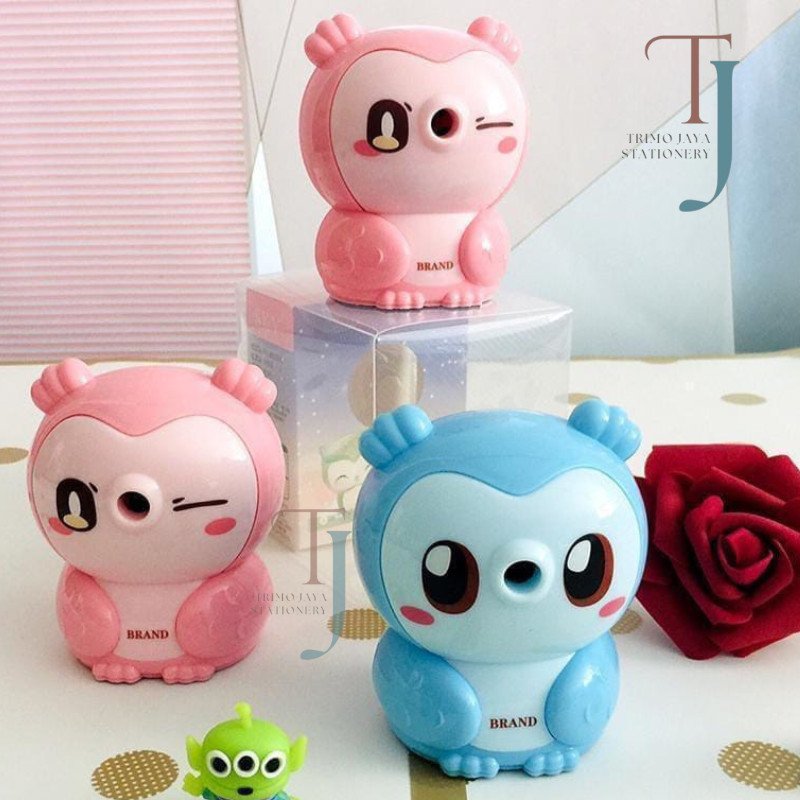 Rautan Pensil Meja Putar OWL Besar Karakter 6606 Lucu Murah