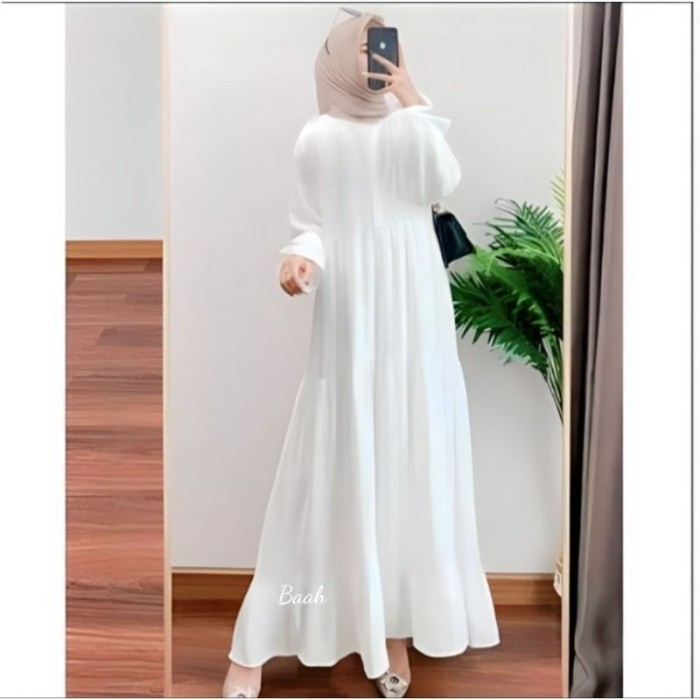 Sale Terbatas Gamis Dewasa Putih Bersih/Baju Gamis Wanita Muslim/Gamis Polos Muslim Wanita Dewasa Pu