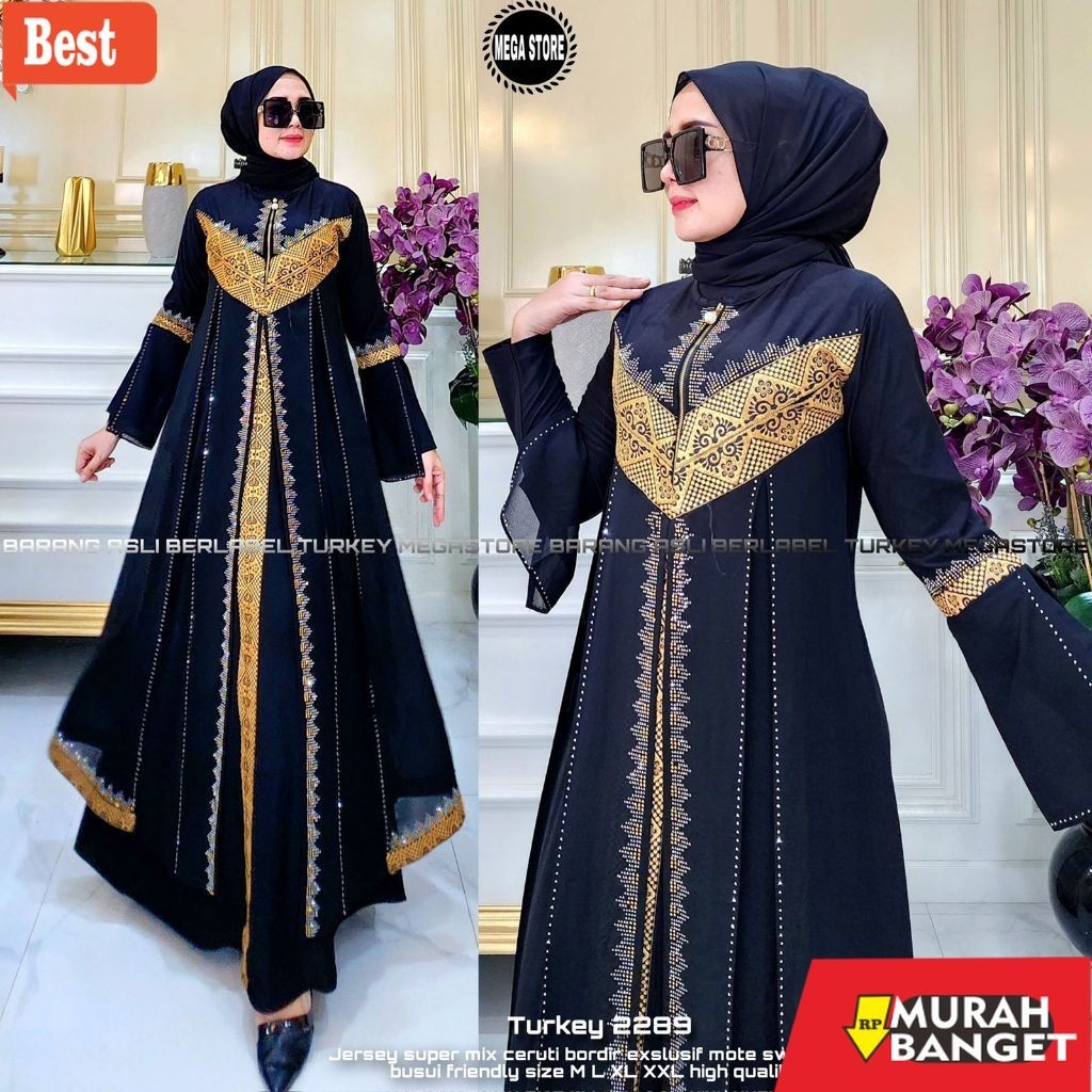 Abaya Turki Kekinian TURKEY 2289 ABAYA BLACK SERIES by MEGASTORE  ORI