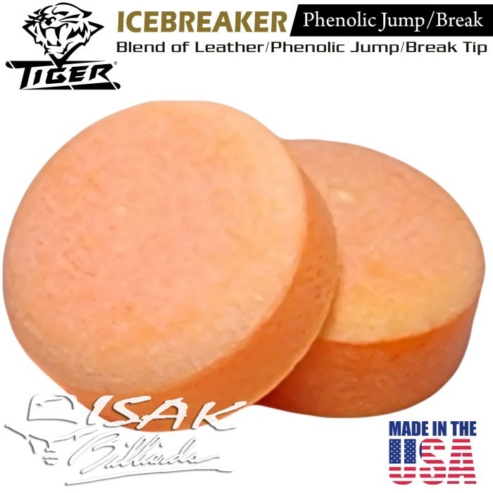 Icebreaker Orange Cue Tip by Tiger USA Jump Break 14mm Phenolic Stick
