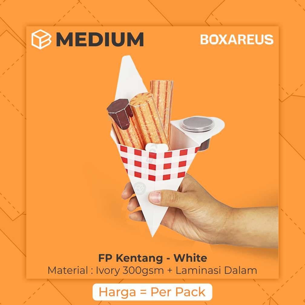 Kemasan Dus Kentang Goreng Churros French Fries Packaging | FP Kentang Medium White