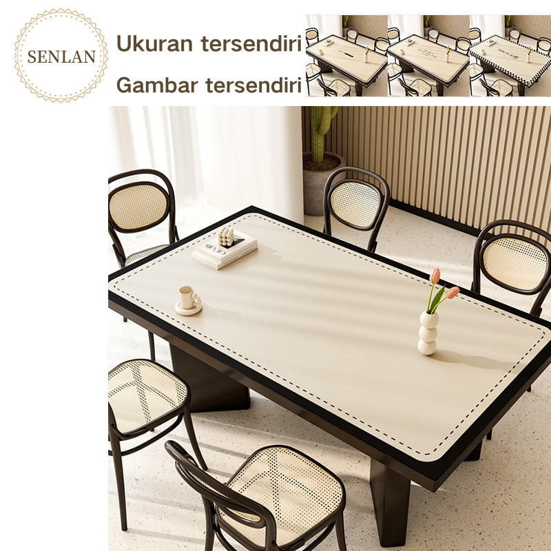 SENLAN Membawa suasana alam dan segar Taplak Meja Kulit dengan Warna Hijau Muda yang Segar/taplak me